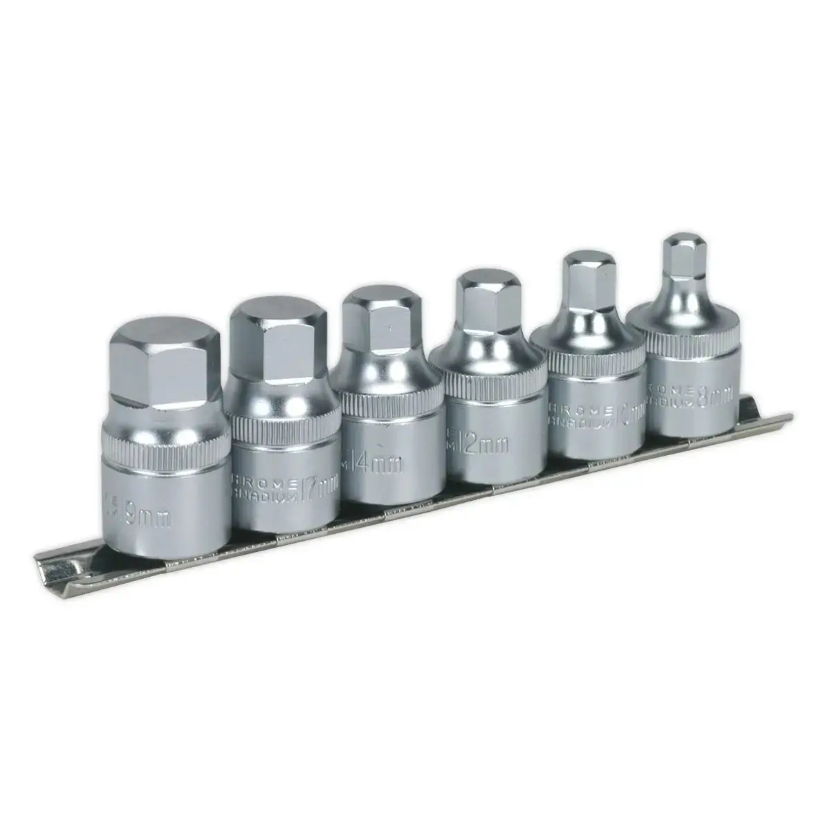 Sealey 6 Piece 1/2" Drive One Piece Hex Socket Bit Set 8-19Mm 1