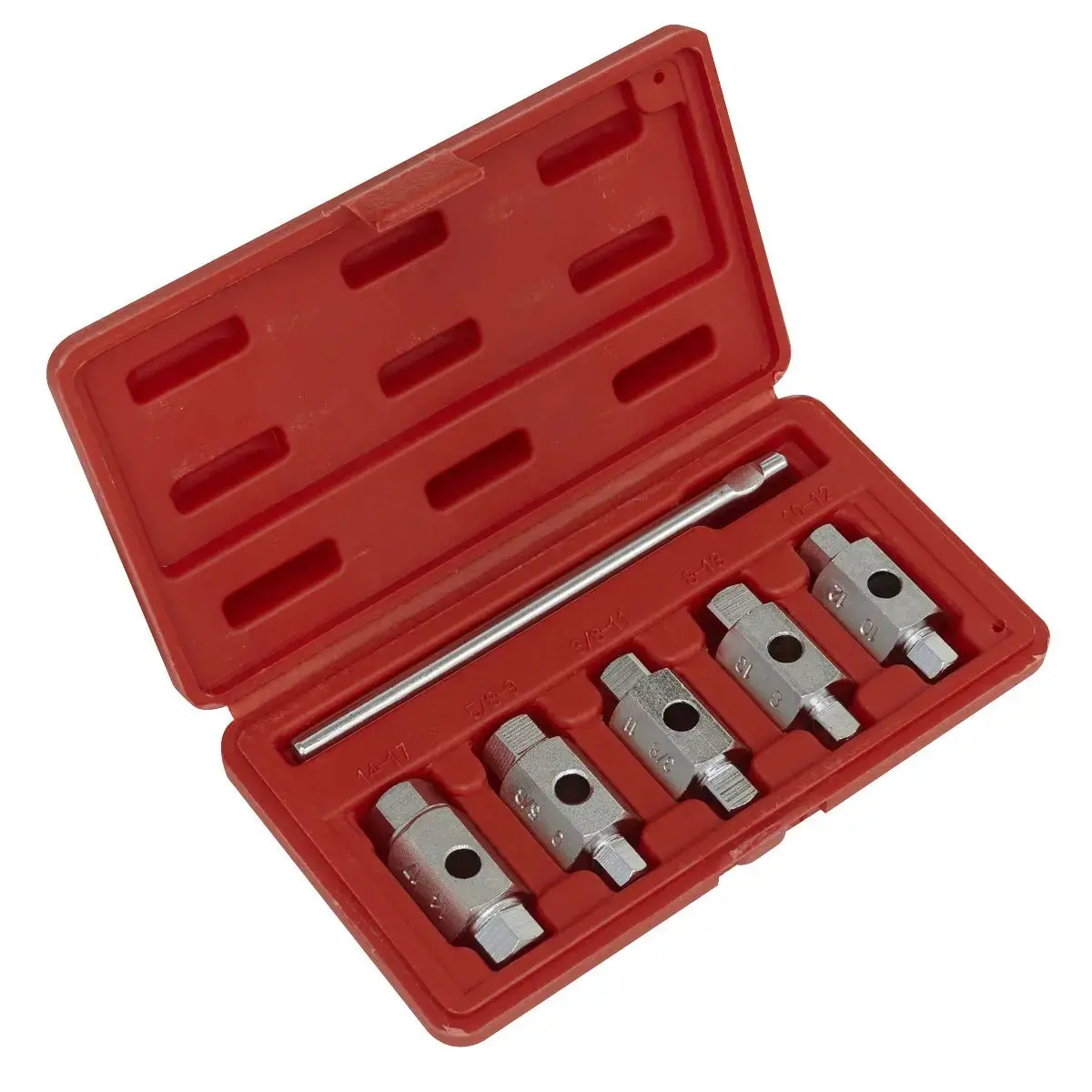 Sealey 6 Piece Double End Drain Key Set Engine Gearbox Sump Plug In Case 1