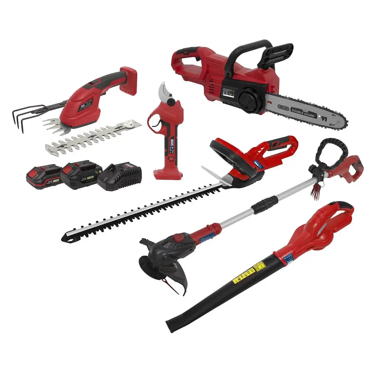 Sealey 6 X 20V Sv20 Series Garden Maintenance Combo Kit - 2 Batteries 1
