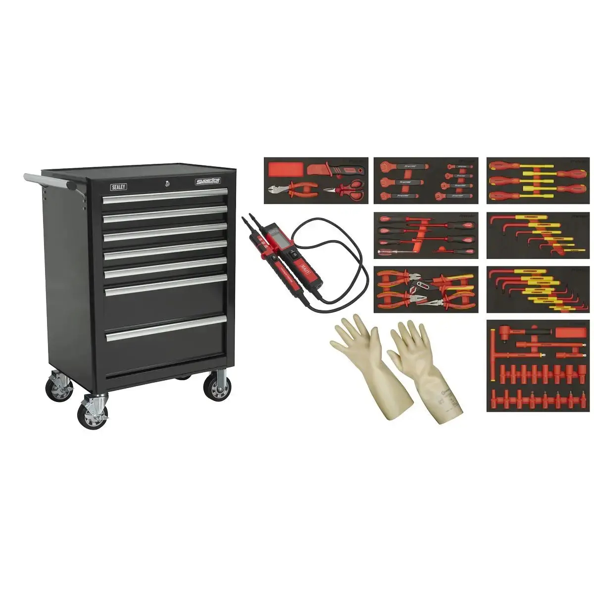 Sealey 63Pc Insulated Tool Kit With 7 Drawer Rollcab 1