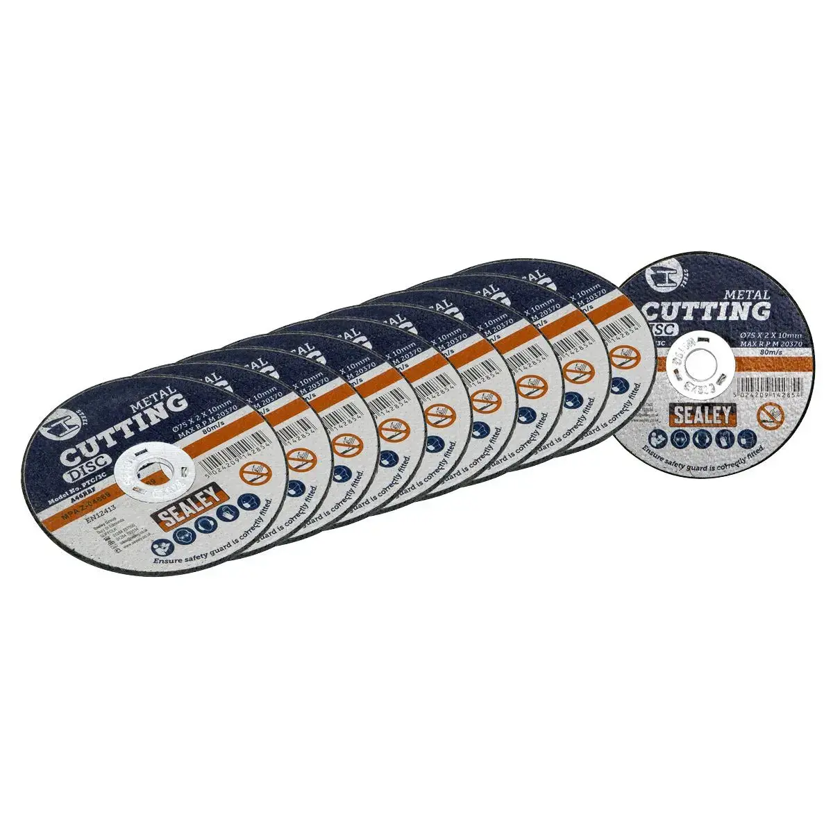 Sealey 75 X 2Mm Cutting Disc 10Mm Bore - Pack Of 10 1