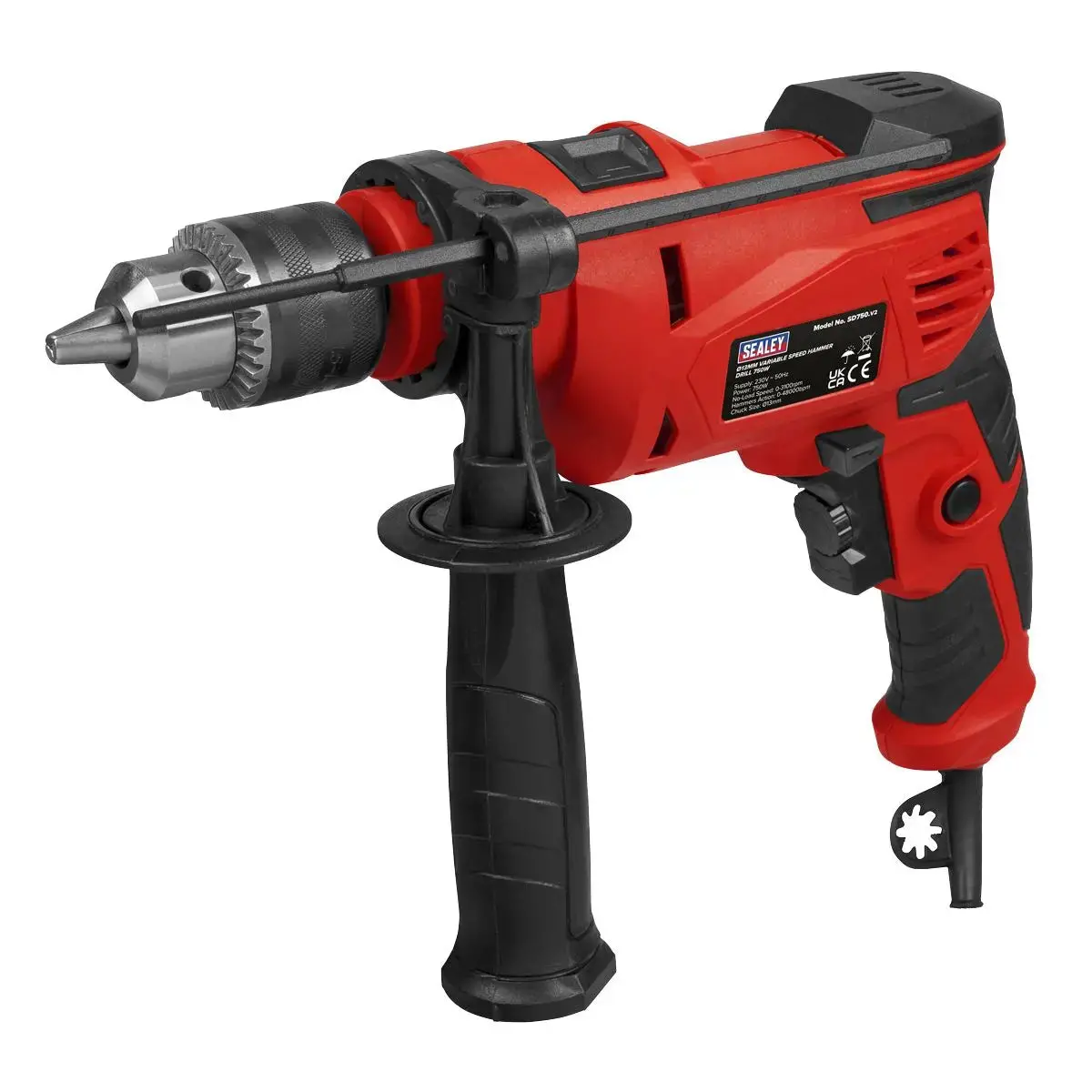 Sealey 750W Variable Speed Corded Hammer Drill 13Mm Chuck  Remover Screws 1