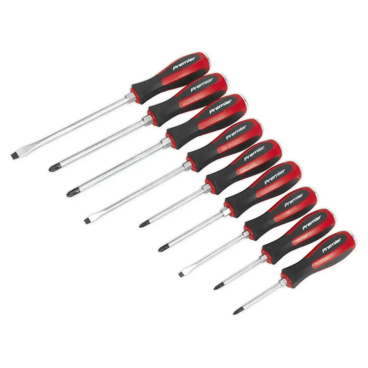 Sealey 9 Piece Premier Hammer Thru Screwdriver Set Phillips Slotted Pozi 1
