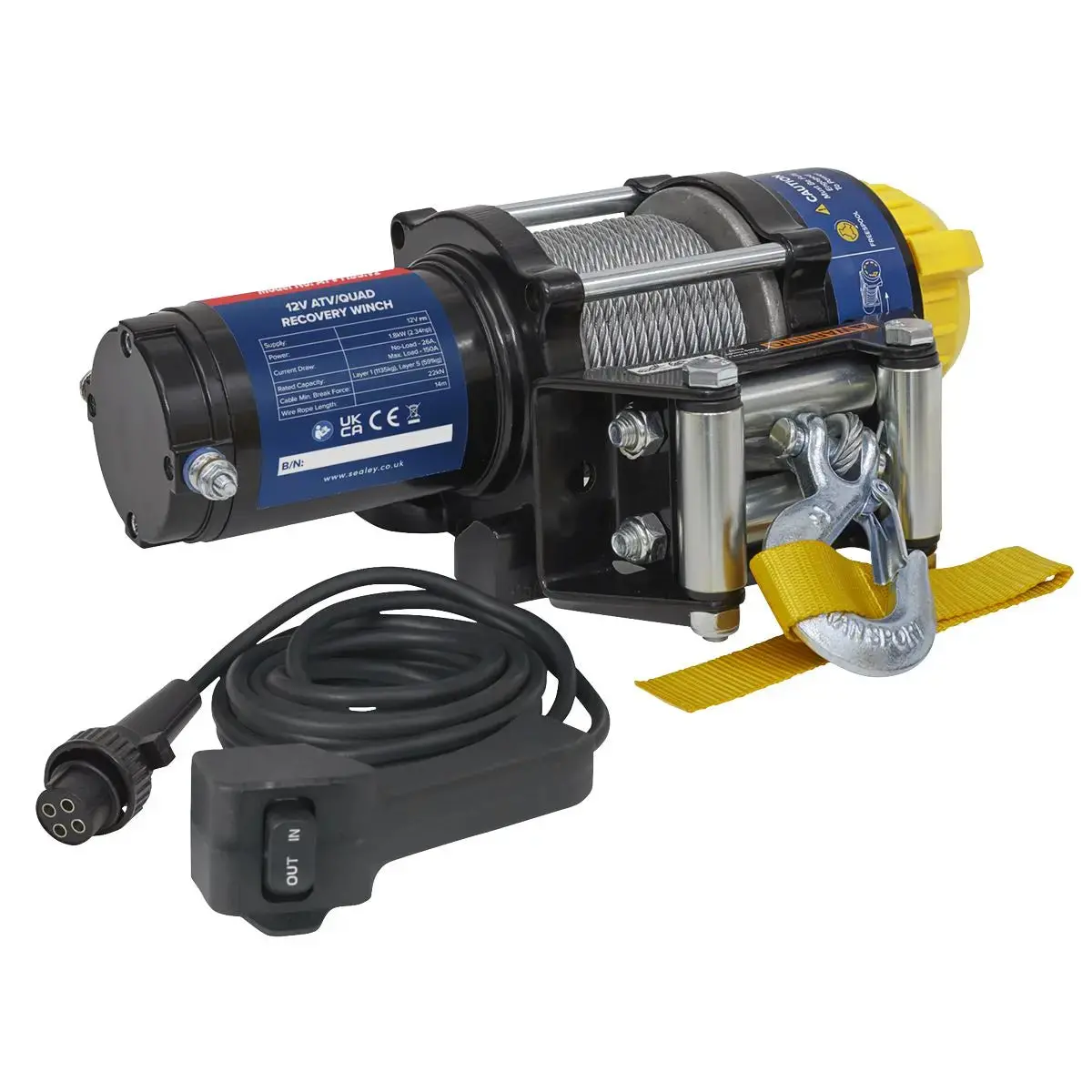 Sealey Atv/Quad Recovery Winch 1135Kg (2500Lb) Line Pull 12V 1