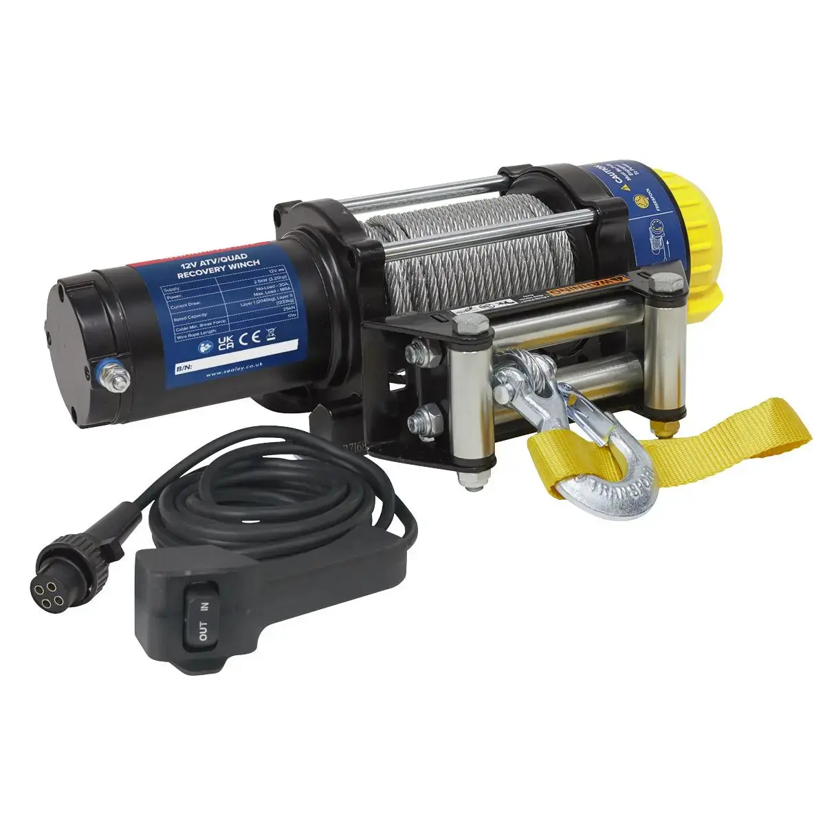 Sealey Atv/Quad Recovery Winch 2040Kg (4500Lb) Line Pull 12V 1