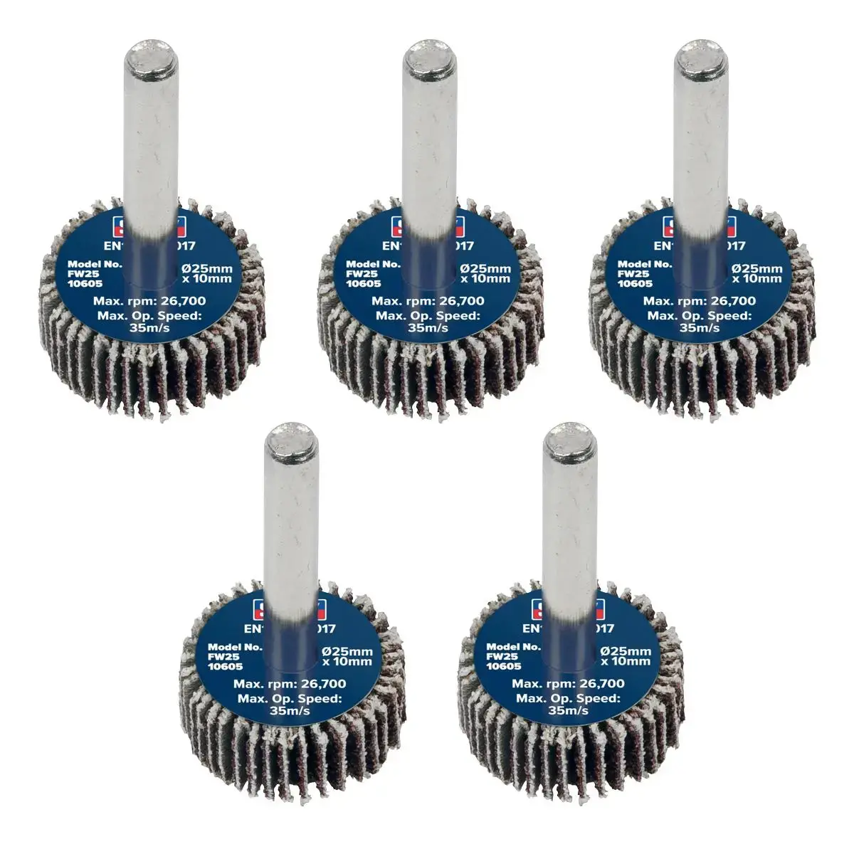 Sealey Abrasive Flap Wheel Ø25 X 10Mm Ø6mm Shaft 60Grit - Pack Of 5 1