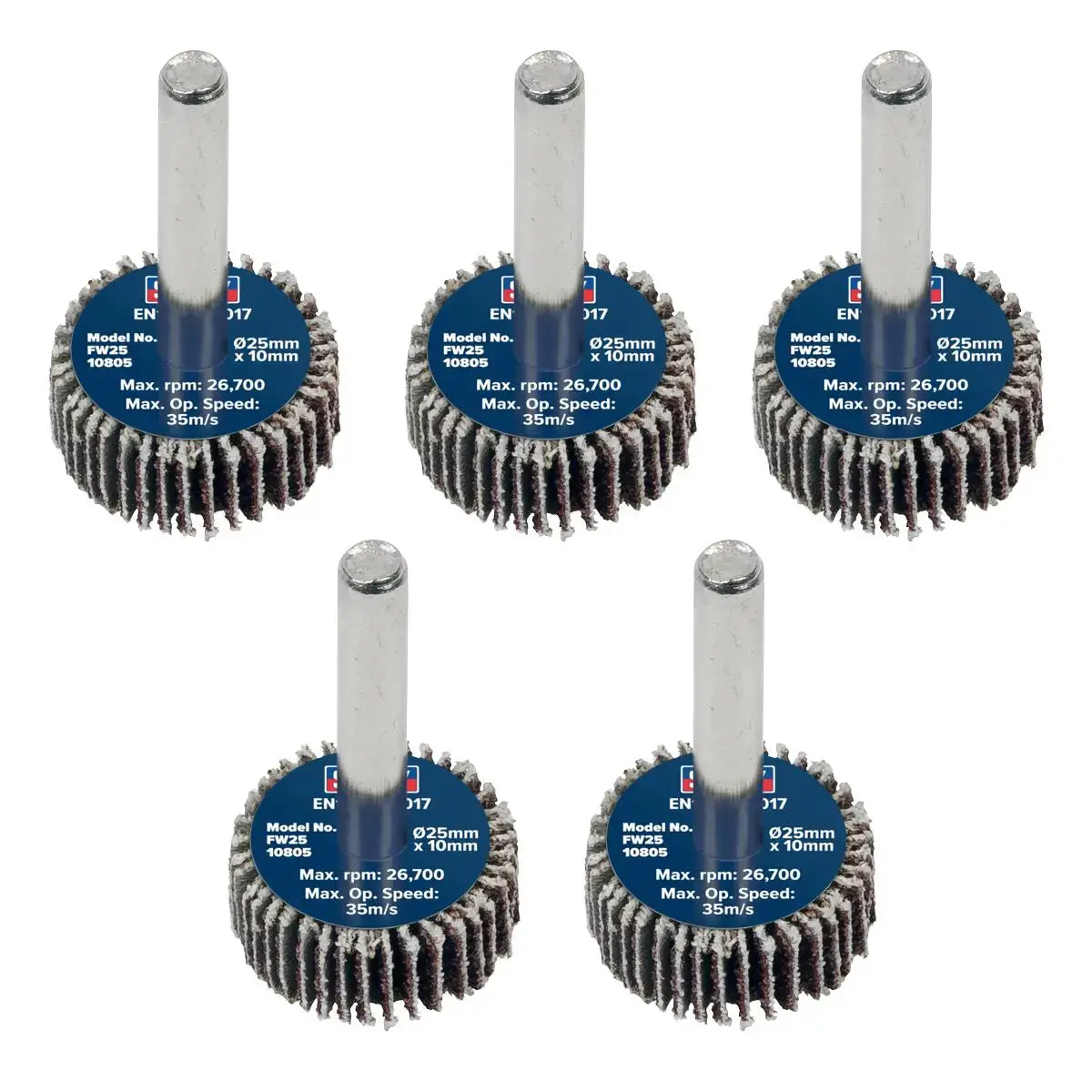 Sealey Abrasive Flap Wheel Ø25 X 10Mm Ø6mm Shaft 80Grit - Pack Of 5 1