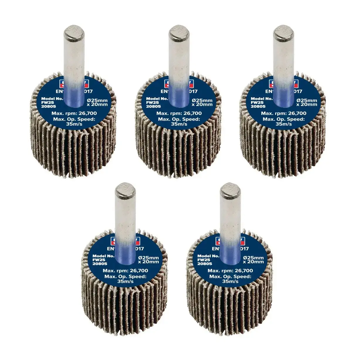 Sealey Abrasive Flap Wheel Ø25 X 20Mm 80Grit Ø6mm Shaft - Pack Of 5 1