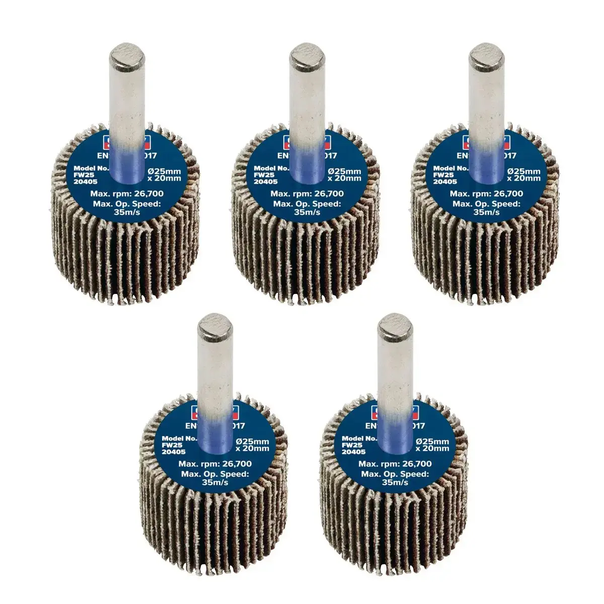 Sealey Abrasive Flap Wheel Ø25 X 20Mm Ø6mm Shaft 40Grit - Pack Of 5 1