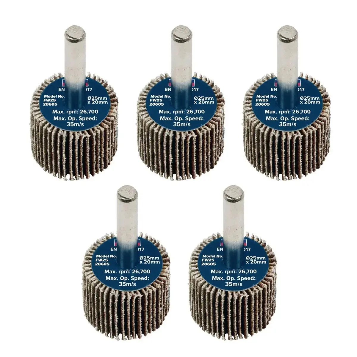 Sealey Abrasive Flap Wheel Ø25 X 20Mm Ø6mm Shaft 60Grit - Pack Of 5 1