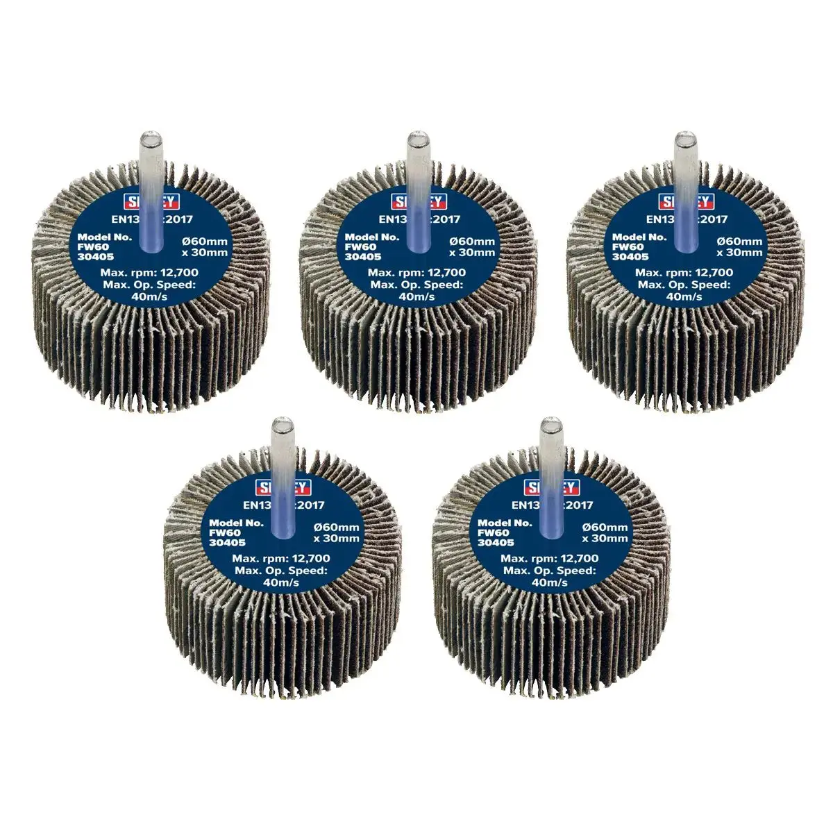 Sealey Abrasive Flap Wheel Ø60 X 30Mm 40Grit Ø6mm Shaft - Pack Of 5 1