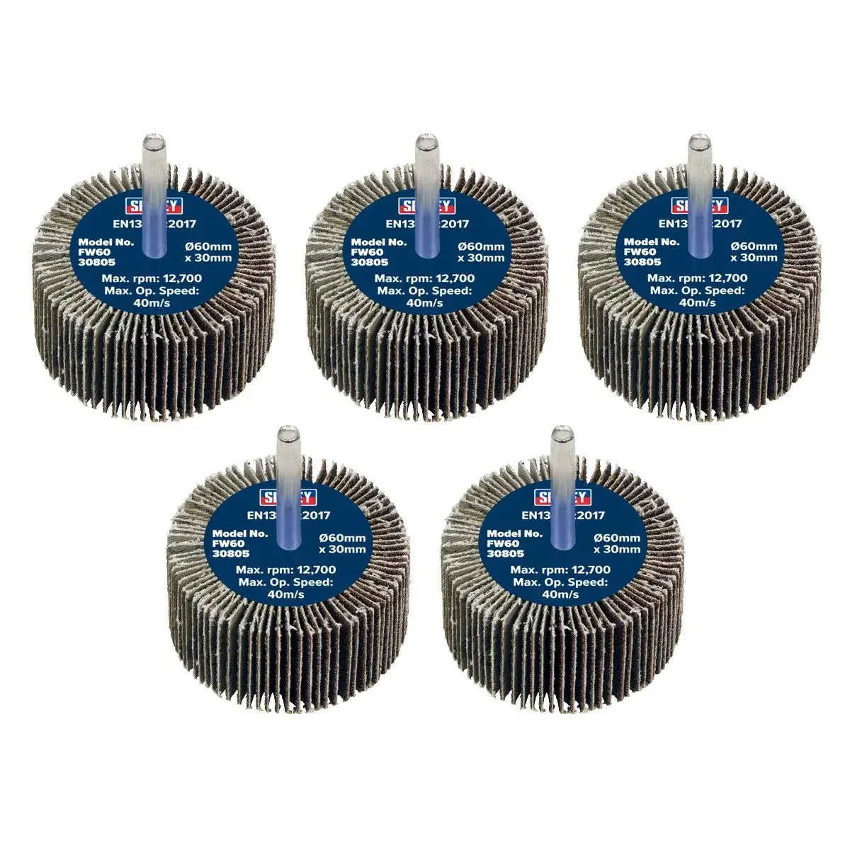 Sealey Abrasive Flap Wheel Ø60 X 30Mm 80Grit Ø6mm Shaft - Pack Of 5 1