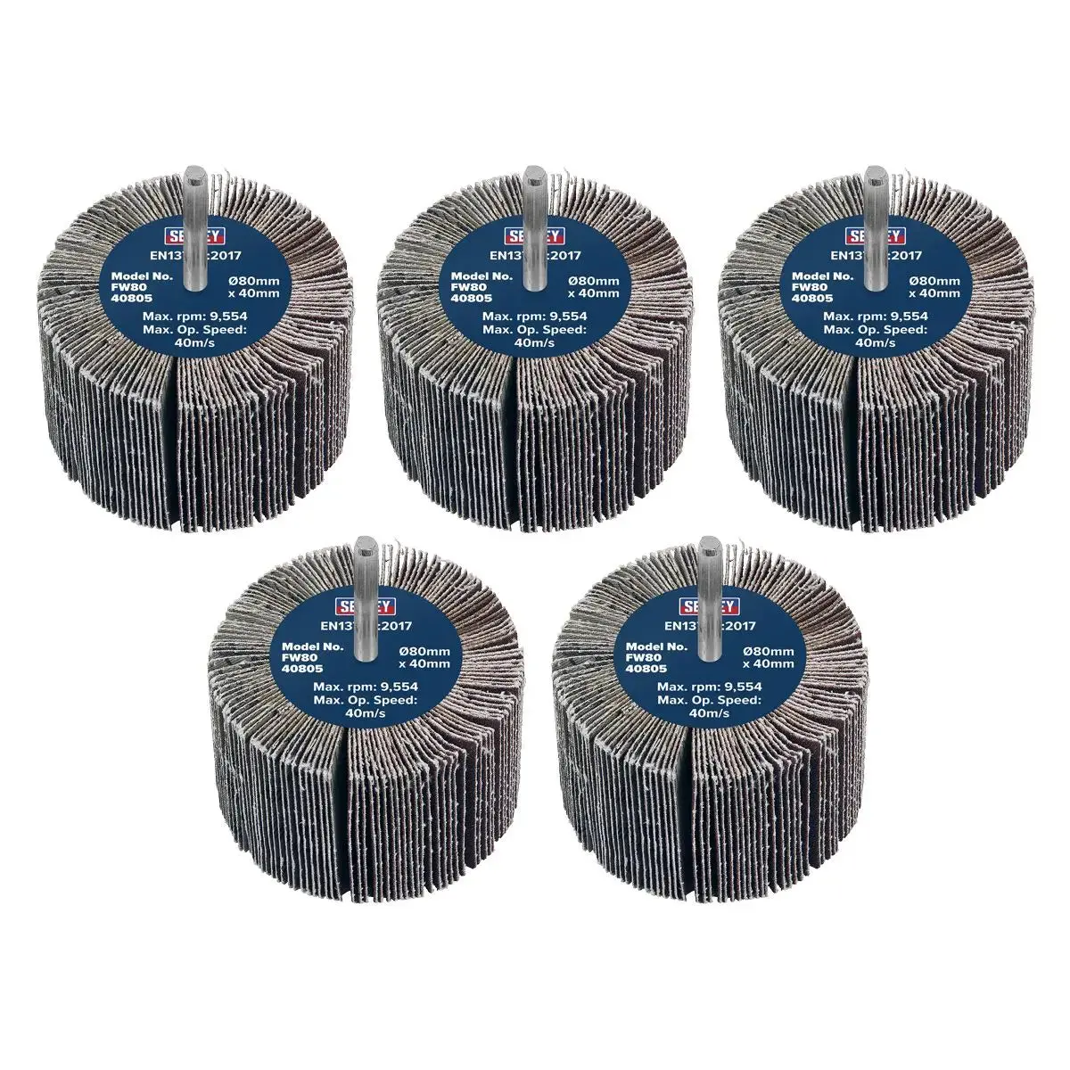 Sealey Abrasive Flap Wheel Ø80 X 40Mm 80Grit Ø6mm Shaft - Pack Of 5 1