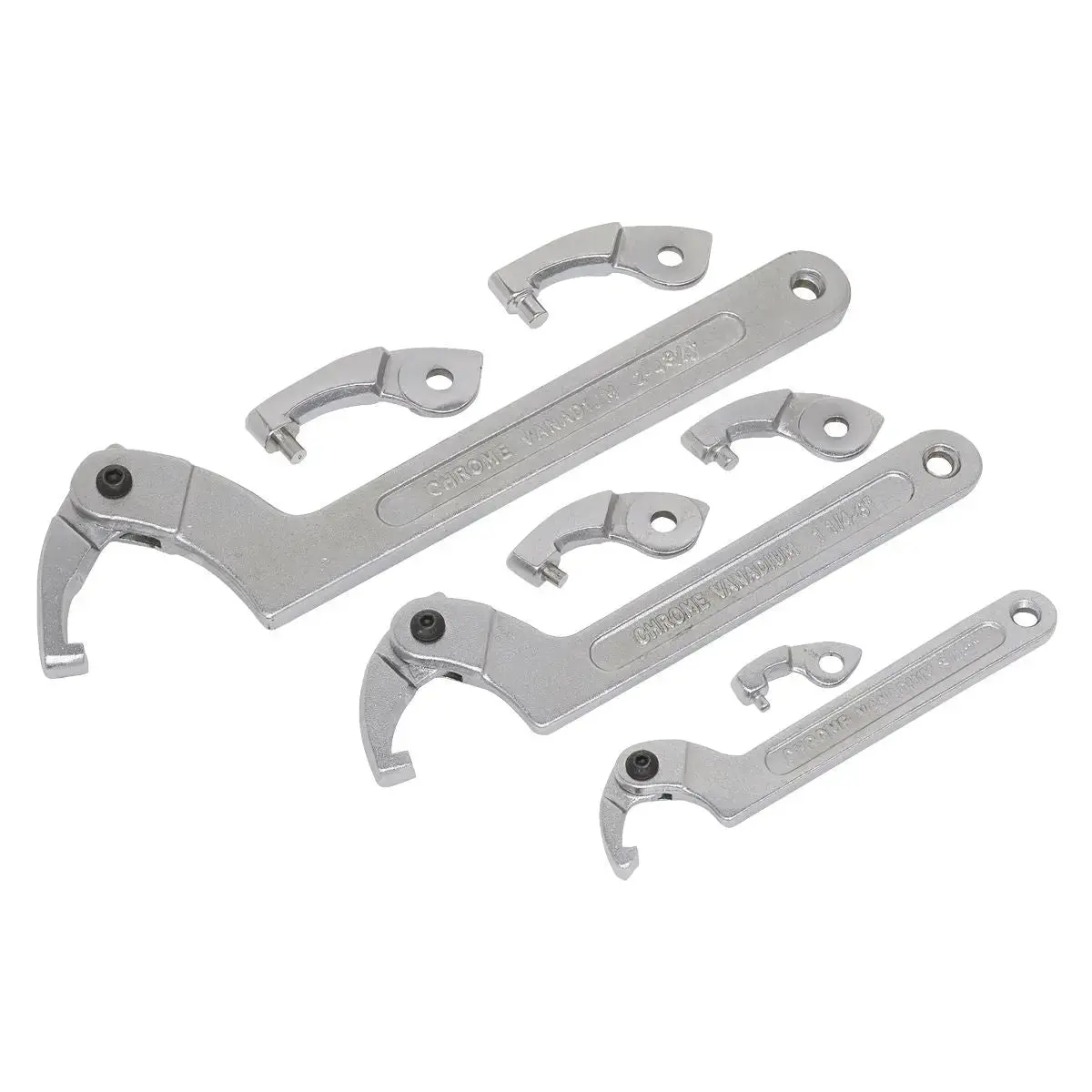 Sealey Adjustable C-Spanner Hook & Pin Wrench Set 11Pc 1