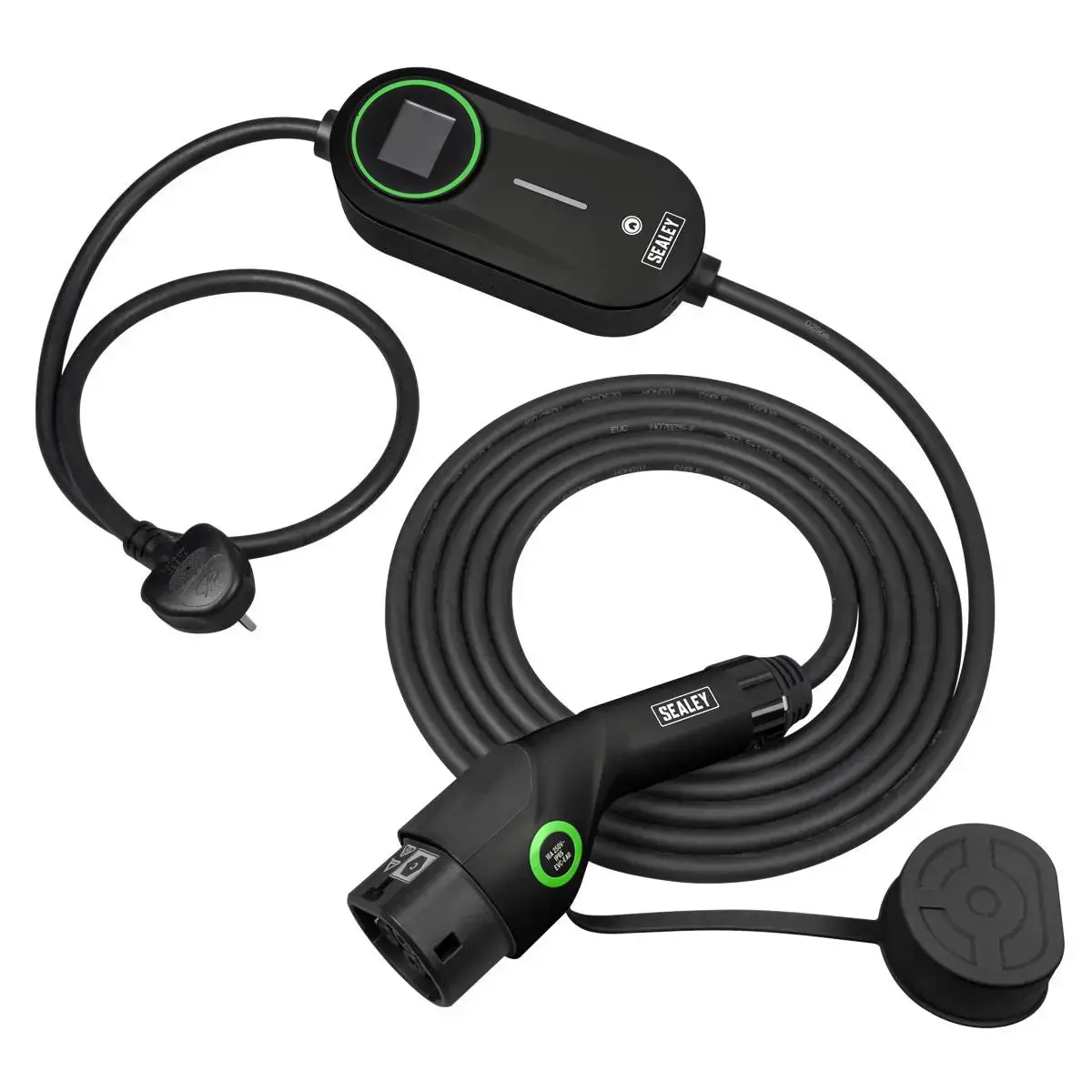 Sealey Adjustable (3.5Kw) Type 2 To Uk 3-Pin Plug Portable Ev Charger - 5M Cable 1