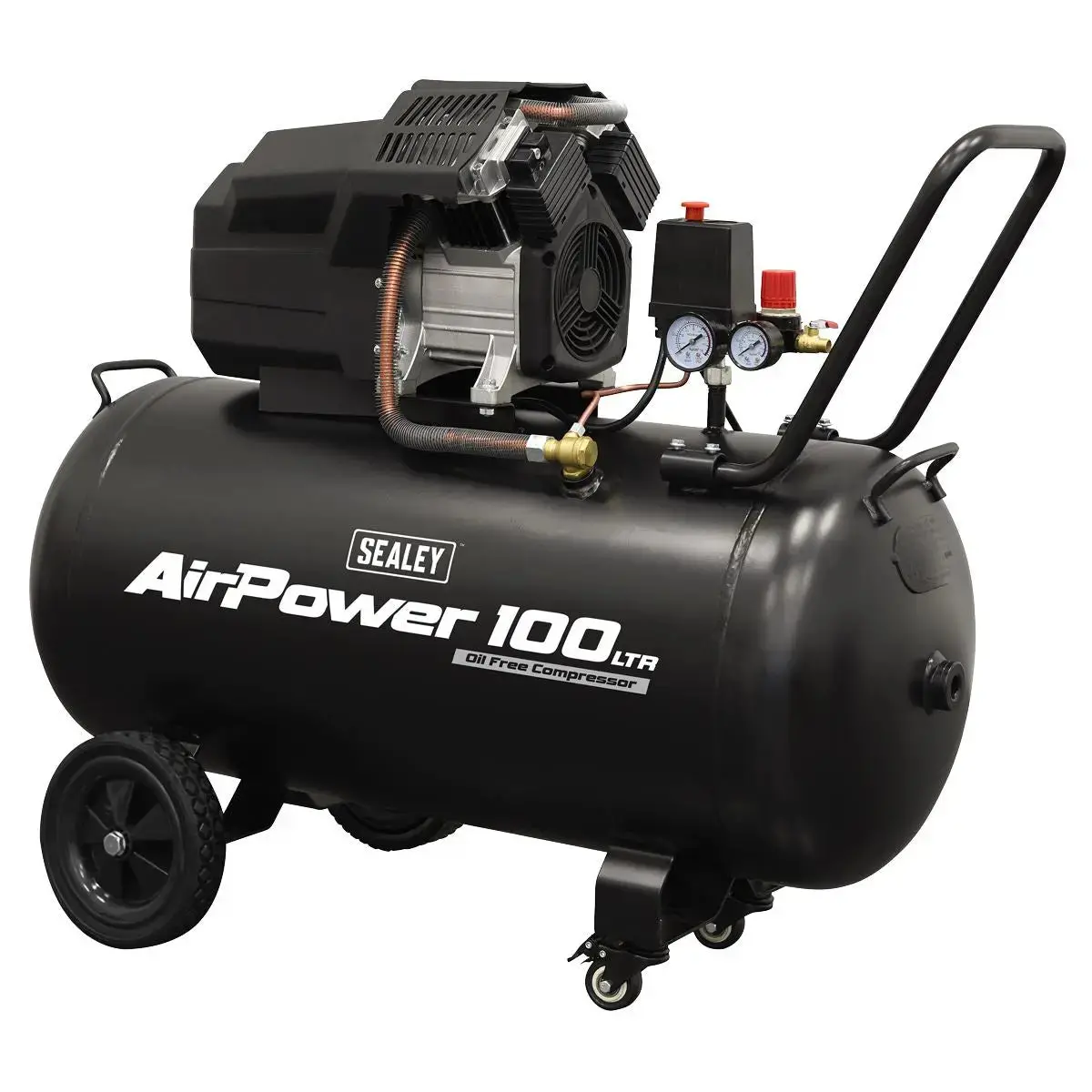 Sealey Air Compressor 100L V-Twin Oil Free Direct Drive 3Hp 1