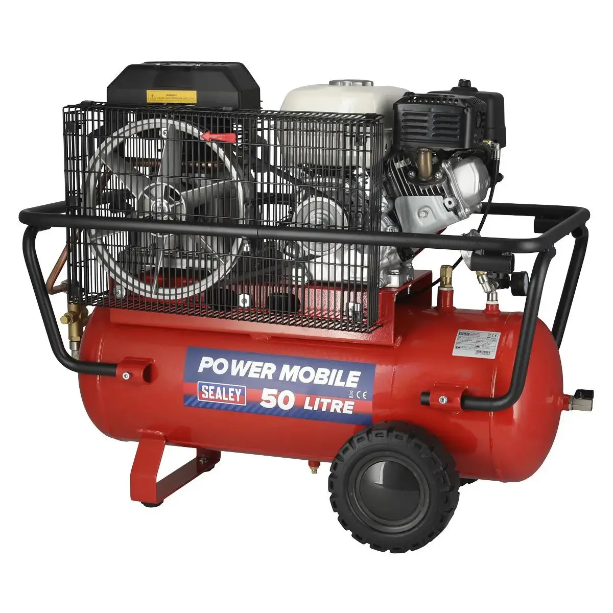 Sealey Air Compressor 50L Belt Drive Petrol Engine 5.5Hp 1
