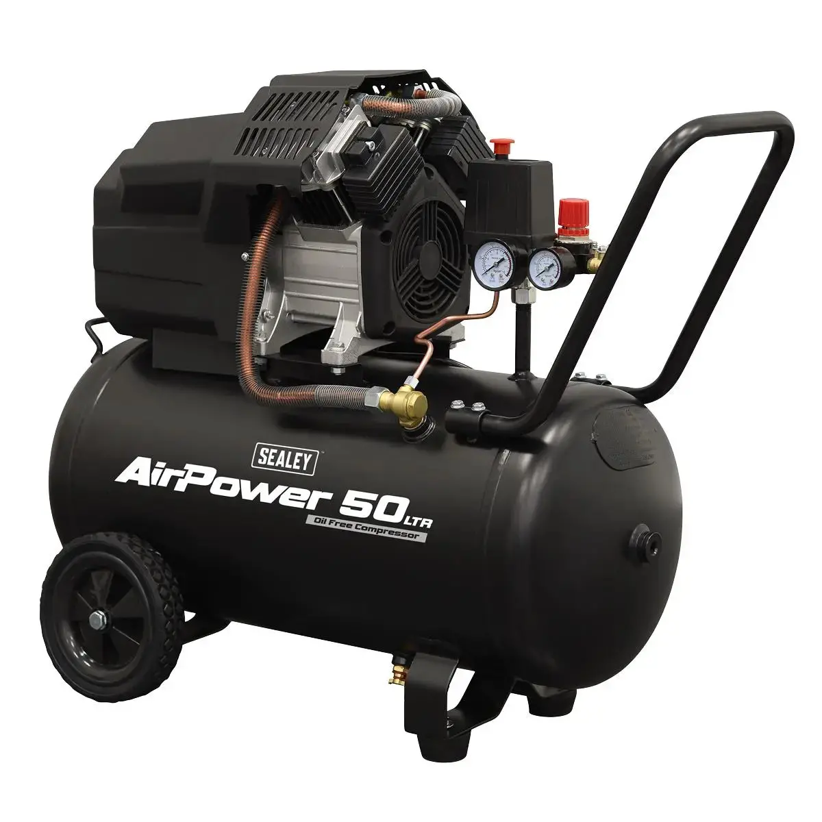 Sealey Air Compressor 50L V-Twin Oil Free Direct Drive 3Hp 1
