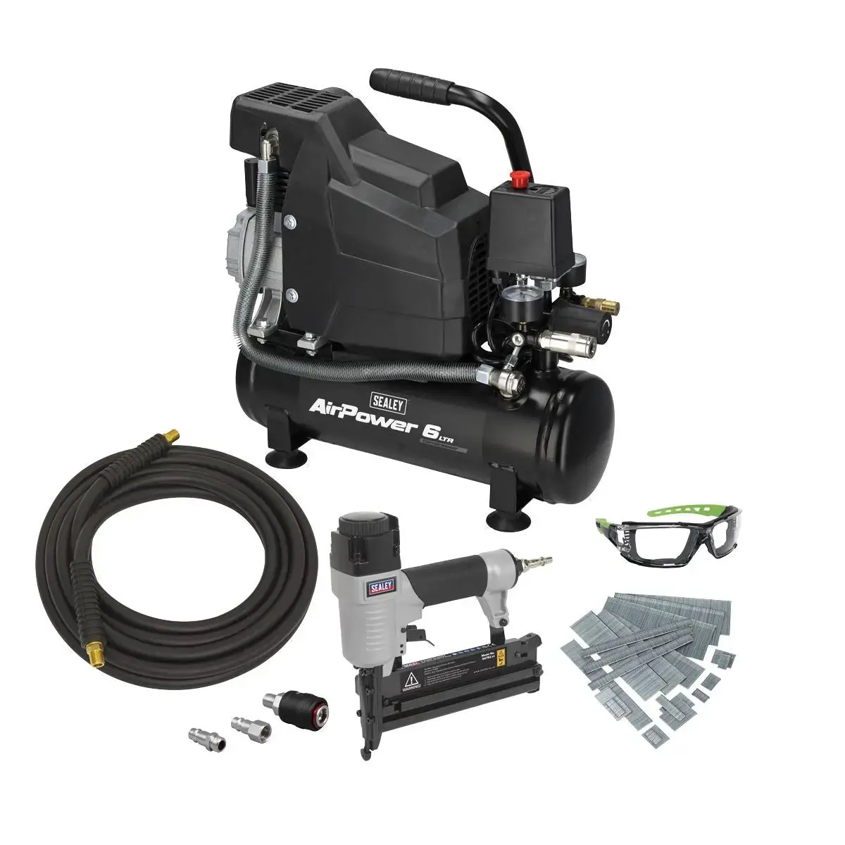 Sealey Air Compressor/Air Nail/Staple Gun Kit 1