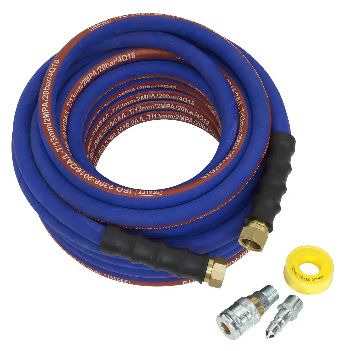 Sealey Air Hose Kit 15M X Ø13mm High Flow With 100 Series Adaptors 1