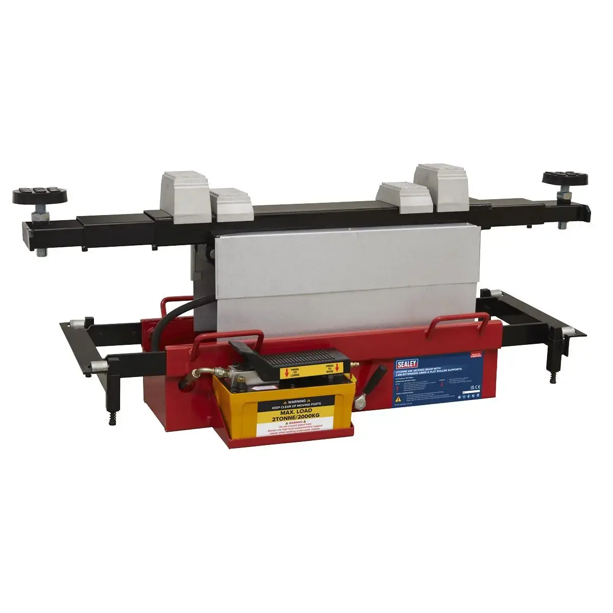Sealey Air Jacking Beam 2 Tonne With Arm Extenders & Flat Roller Supports 1