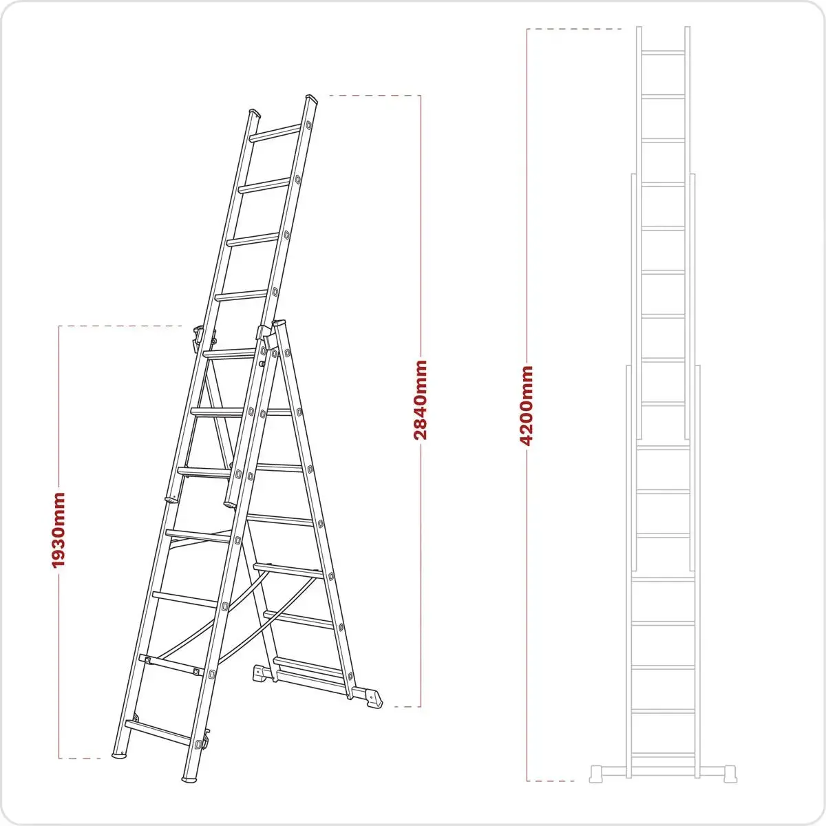 Sealey Aluminium Extension Combination Ladder 3X7 En 131 2