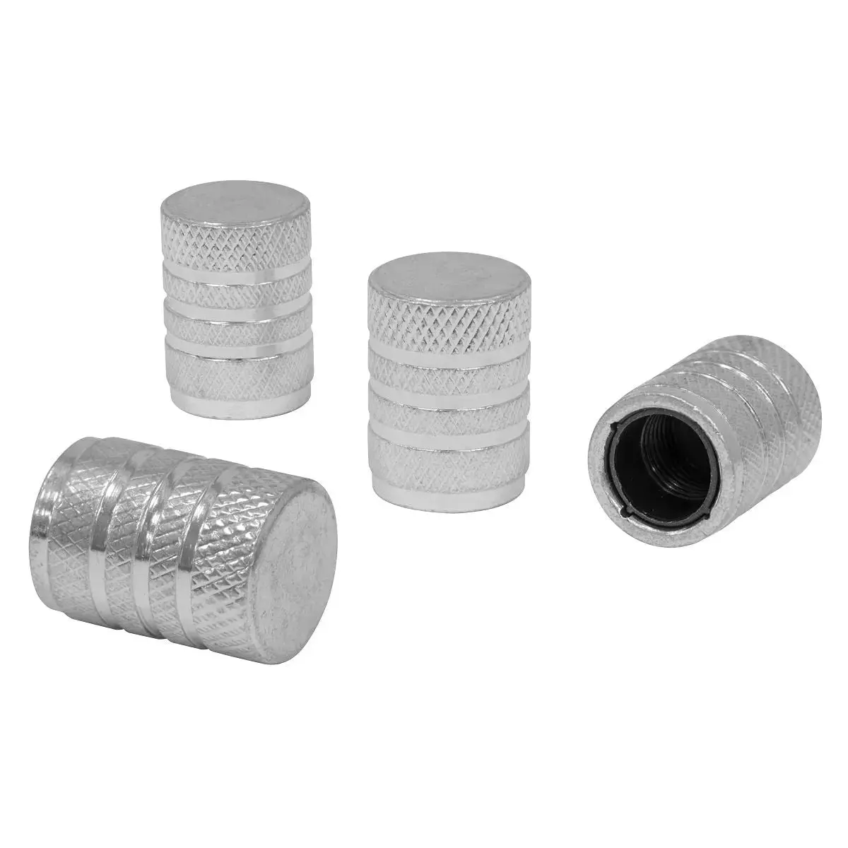 Sealey Aluminium Valve Cap 4Pc - Silver Anodised 1