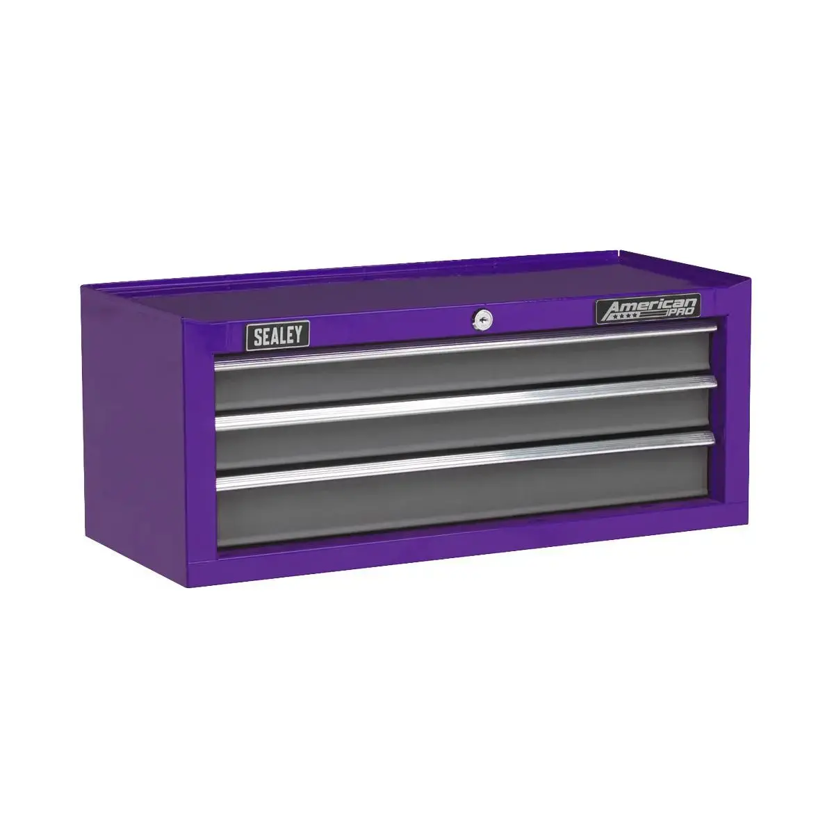 Sealey American Pro Mid-Box Tool Chest 3 Drawer With Ball-Bearing Slides - Purple/Grey 1
