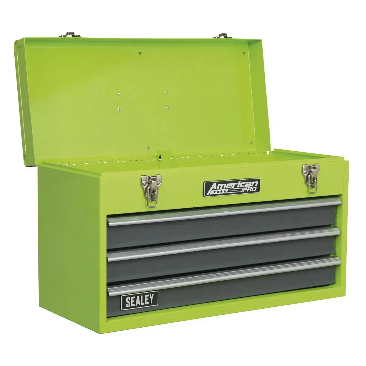 Sealey American Pro Tool Chest 3 Drawer Portable With Ball-Bearing Slides - Green/Grey 1