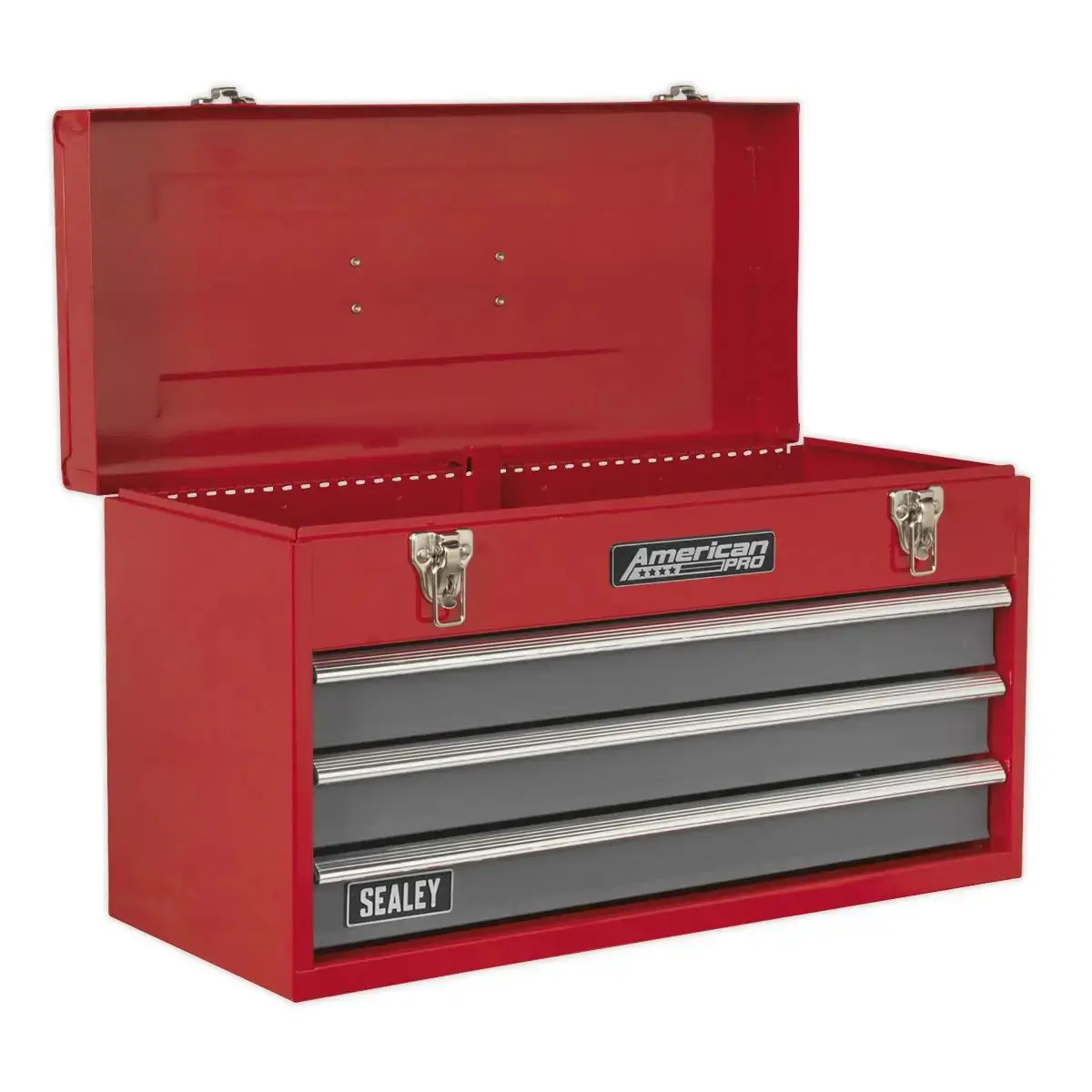 Sealey American Pro Tool Chest 3 Drawer Portable With Ball-Bearing Slides - Red/Grey 1