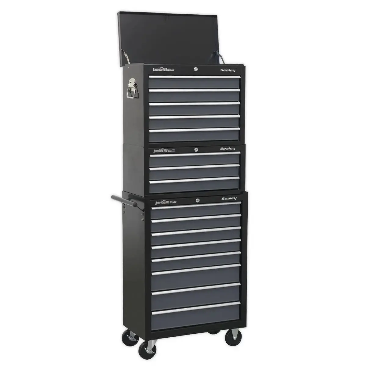Sealey American Pro Tool Chest Combination 16 Drawer With Ball-Bearing Slides - Black/Grey 1