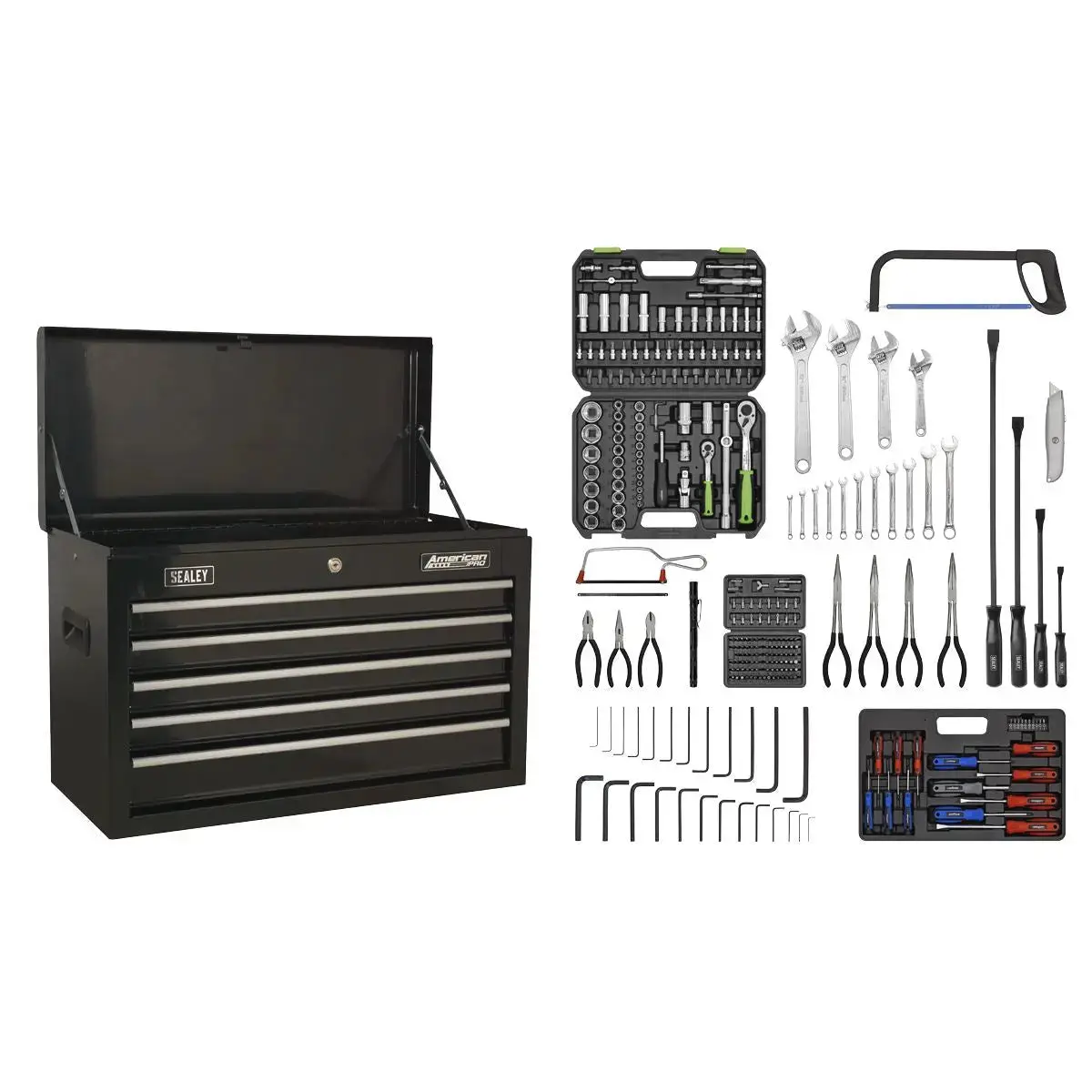 Sealey American Pro Topchest 5 Drawer With Ball-Bearing Slides - Black & 272Pc Tool Kit 1