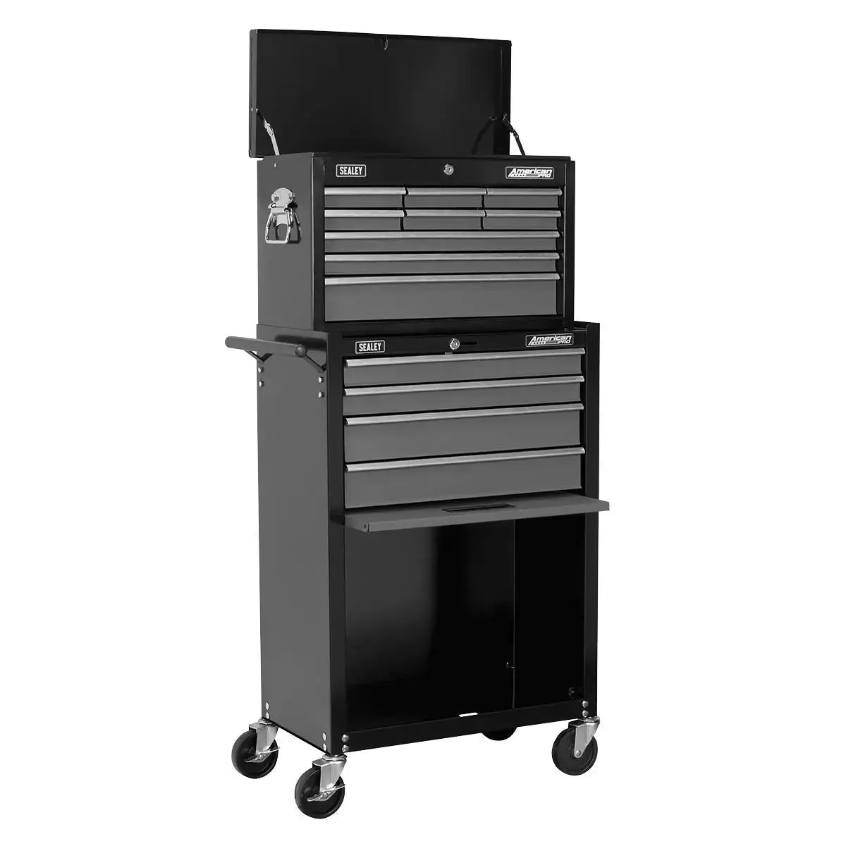 Sealey American Pro Topchest & Rollcab Combination 13 Drawer With Ball-Bearing Slides - Black/Grey 1