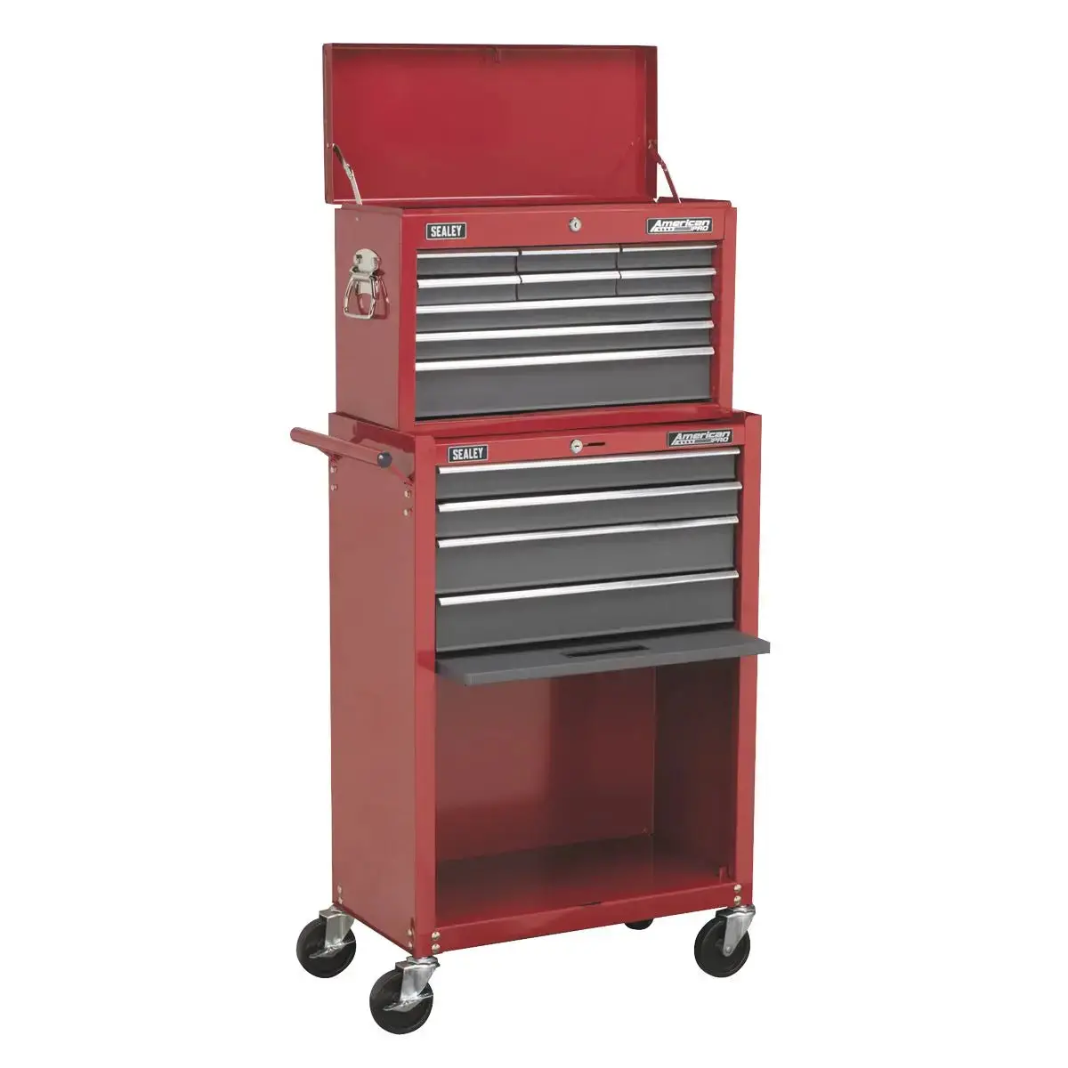 Sealey American Pro Topchest & Rollcab Combination 13 Drawer With Ball-Bearing Slides - Red/Grey 1
