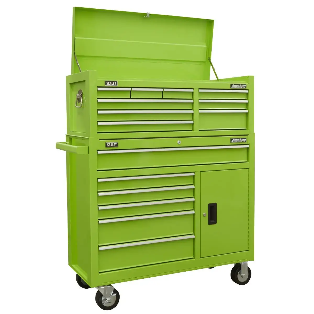 Sealey American Pro Topchest & Rollcab Combination 15 Drawer With Ball-Bearing Slides - Green 1