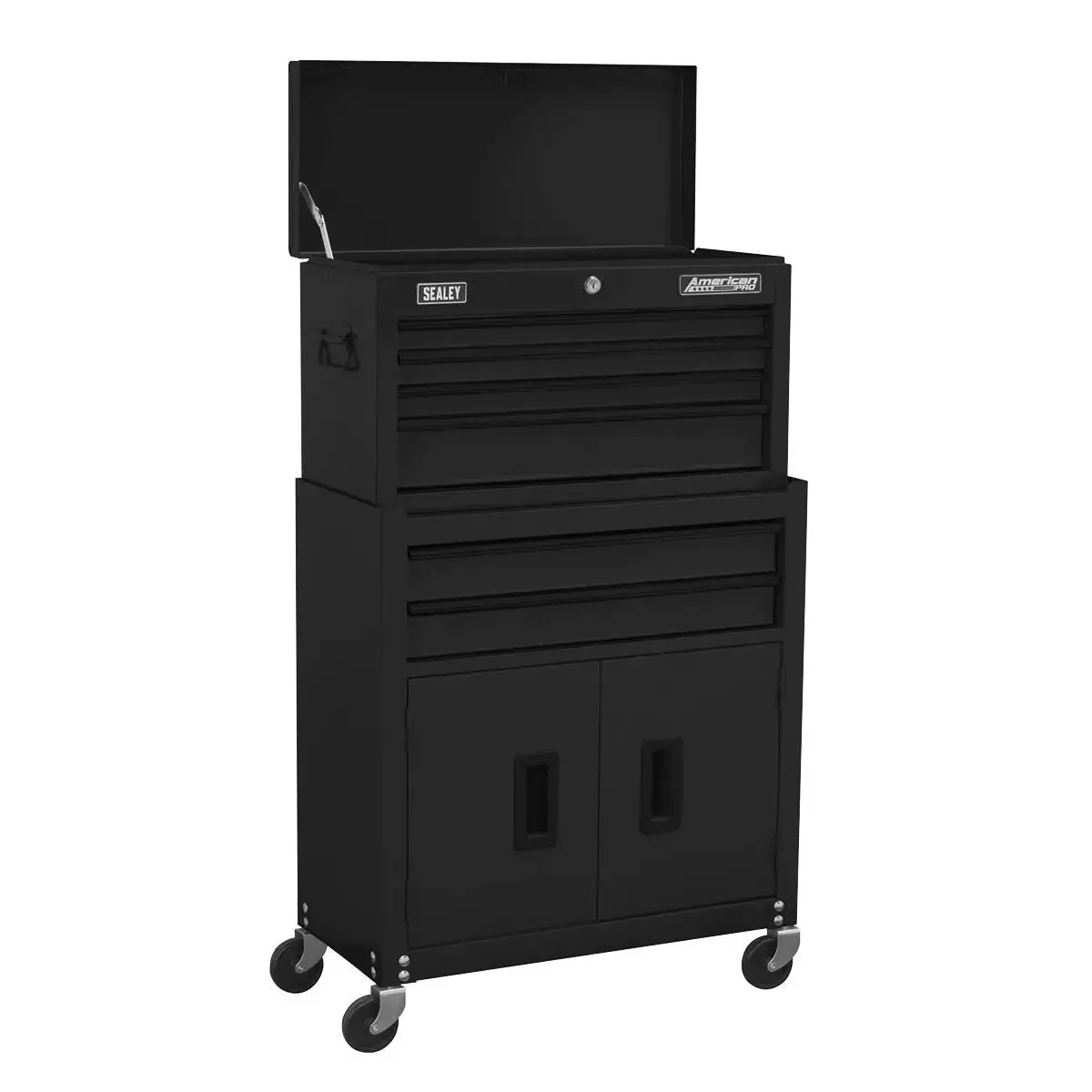 Sealey American Pro Topchest & Rollcab Combination 6 Drawer With Ball-Bearing Slides - Black 1
