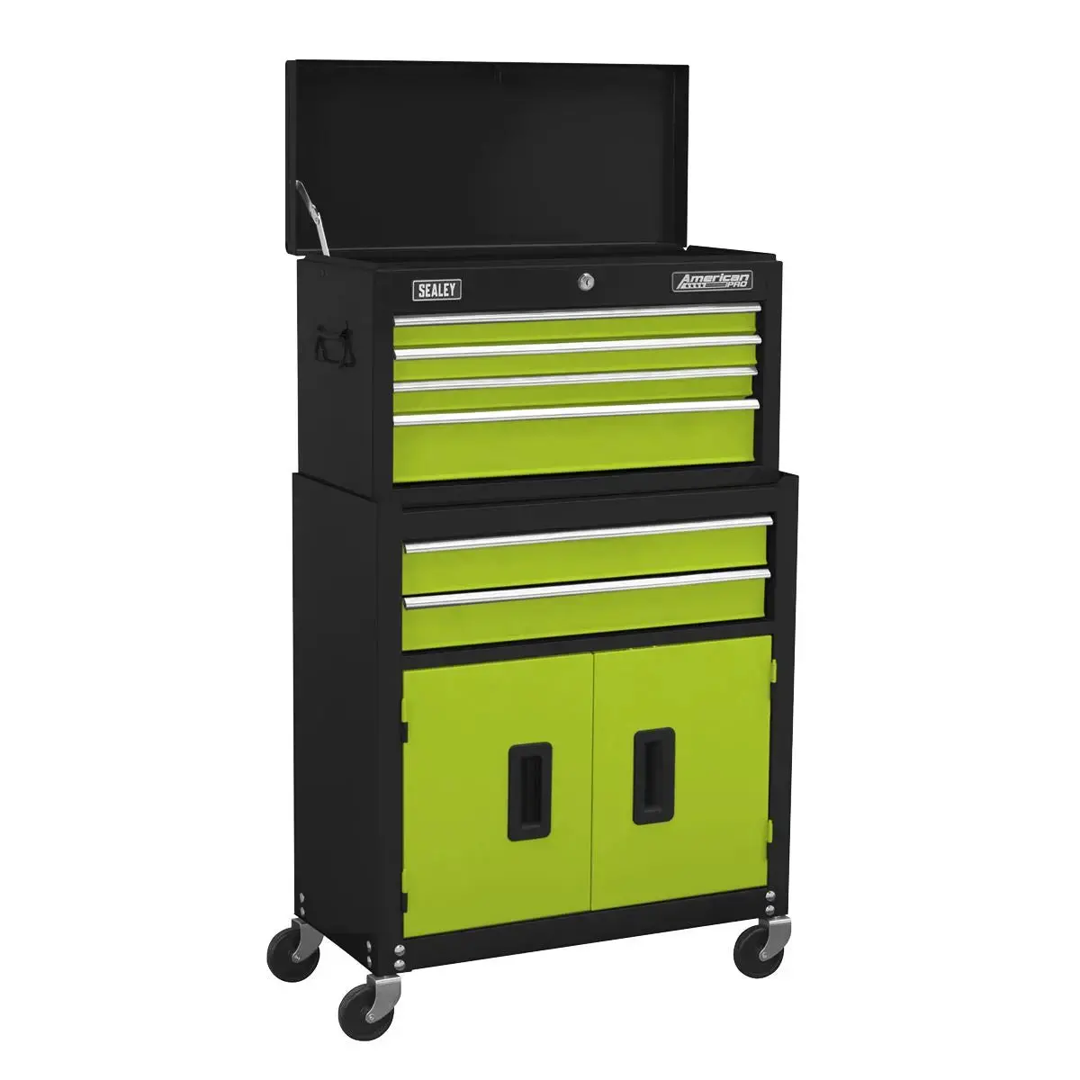 Sealey American Pro Topchest & Rollcab Combination 6 Drawer With Ball-Bearing Slides - Green 1
