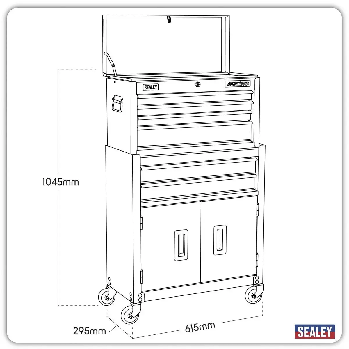 Sealey American Pro Topchest & Rollcab Combination 6 Drawer With Ball-Bearing Slides - Orange 2