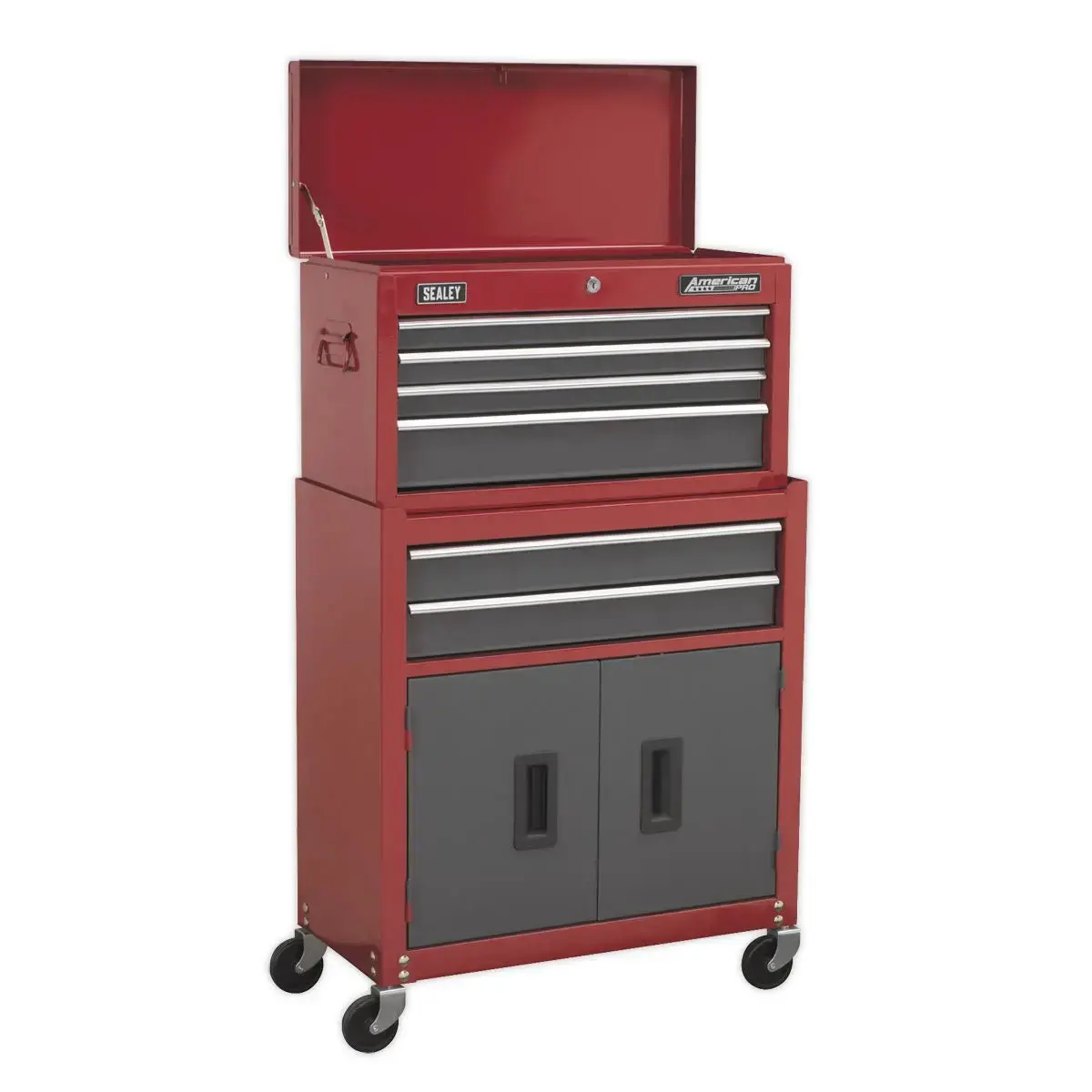 Sealey American Pro Topchest & Rollcab Combination 6 Drawer With Ball-Bearing Slides- Red 1