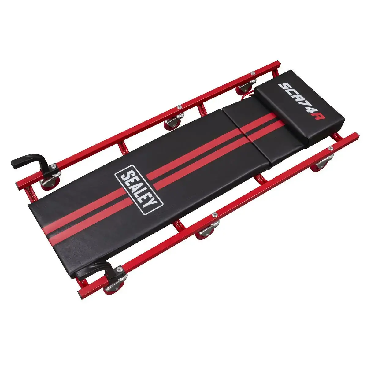 Sealey American-Style Deluxe Creeper With Steel Frame, 6 Wheels & Adjustable Headrest 40 1