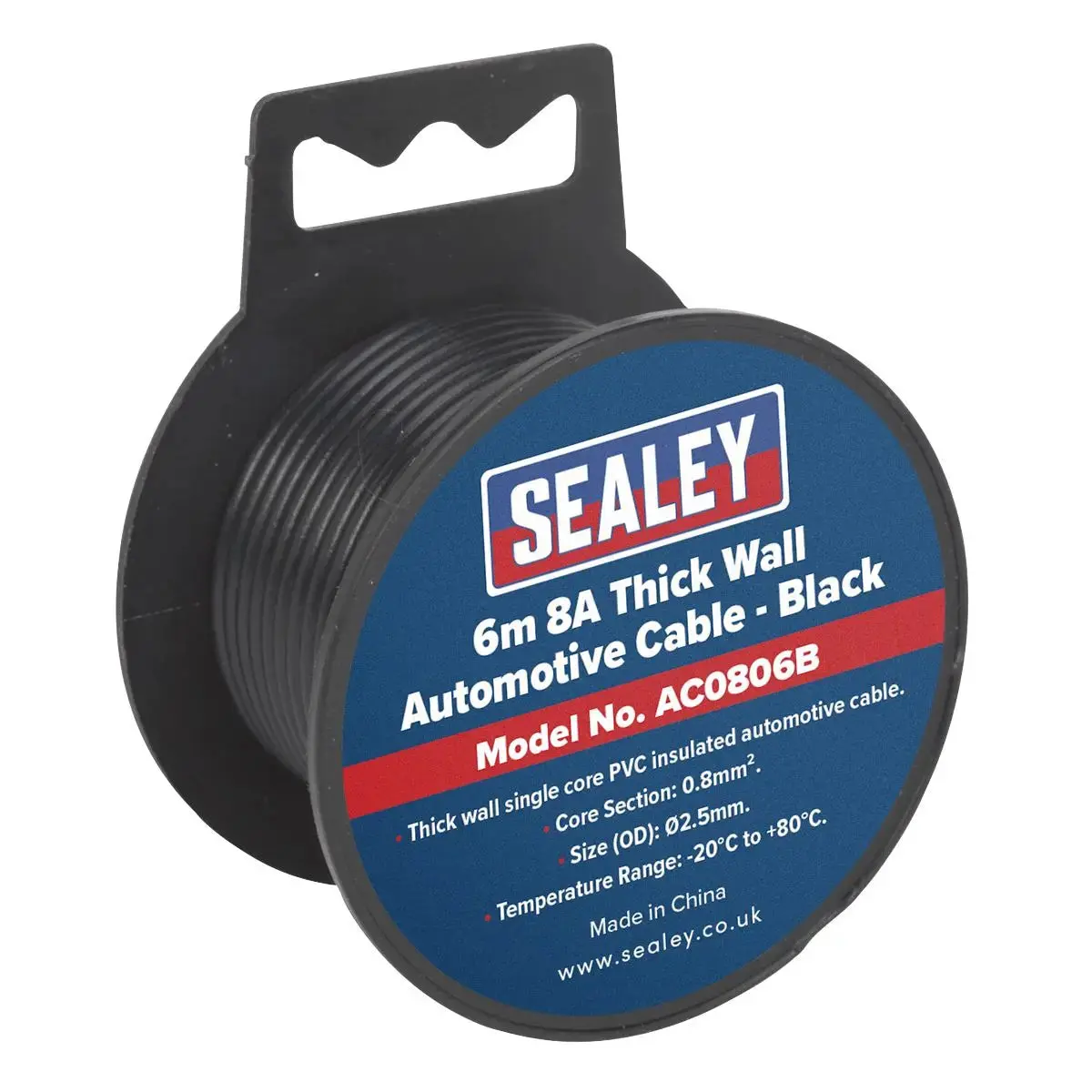 Sealey Automotive Cable Thick Wall 8A 6M Black 1