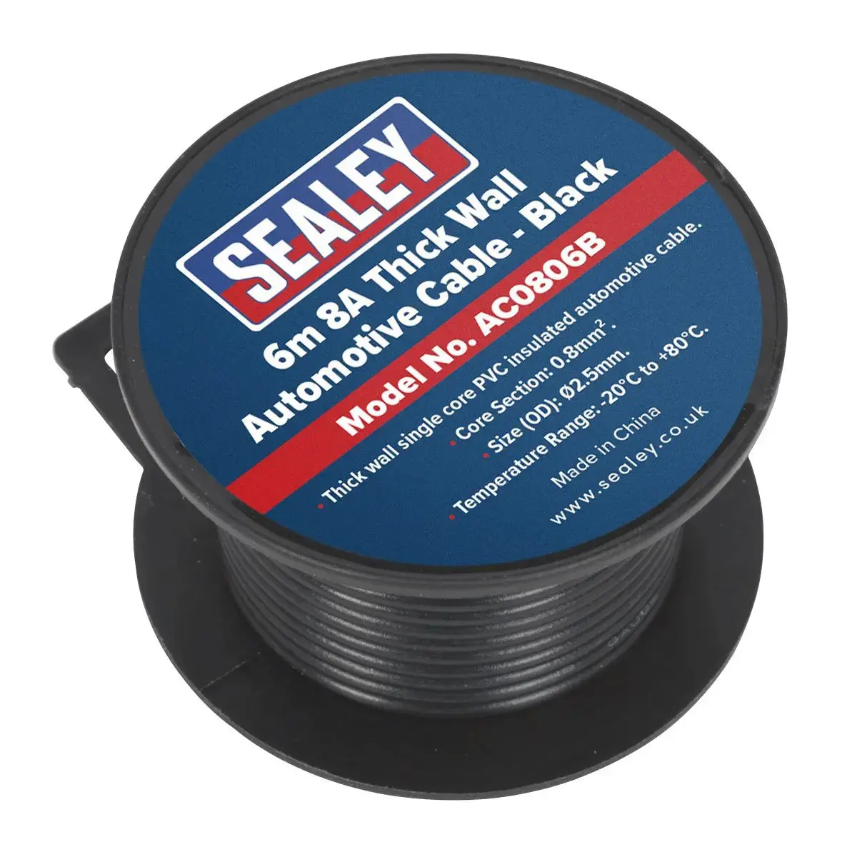 Sealey Automotive Cable Thick Wall 8A 6M Black 2