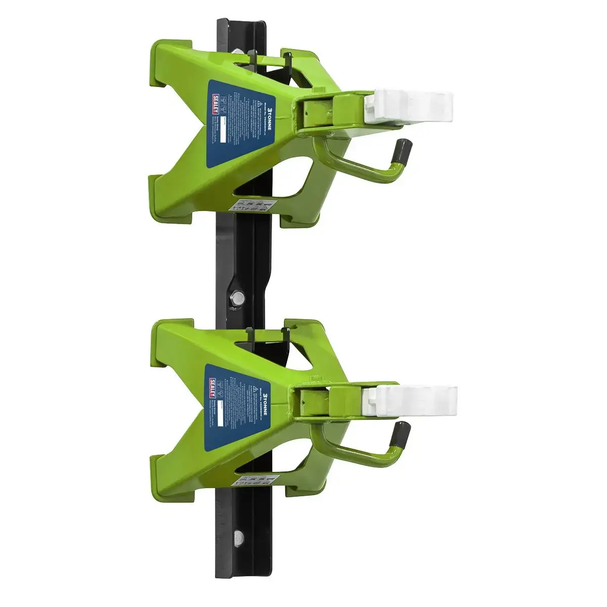 Sealey Axle Stand & Axle Stand Storage Rack Combo 3 Tonne - Hi-Vis Green 1