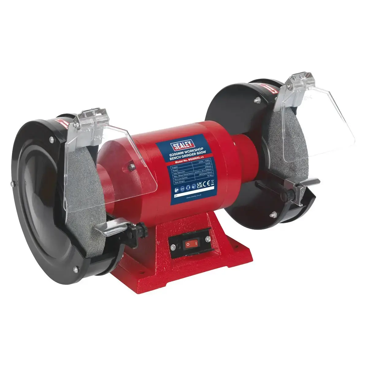 Sealey Bench Grinder 200Mm Workshop Sharpening Grinding Coarse Fine 230V 600W 1