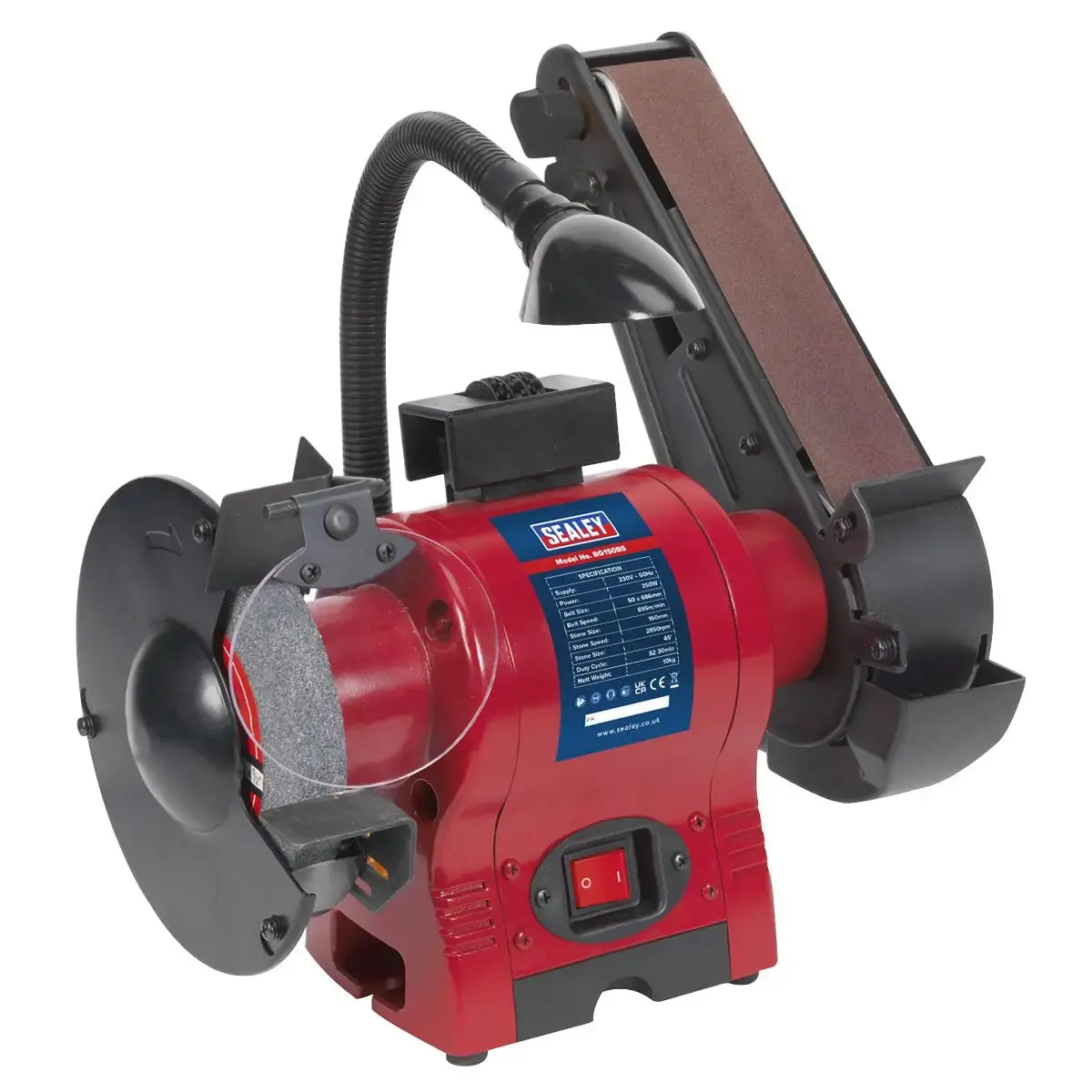 Sealey Bench Grinder Ø150mm With 50Mm Belt Sander & Worklight 250W/230V 1