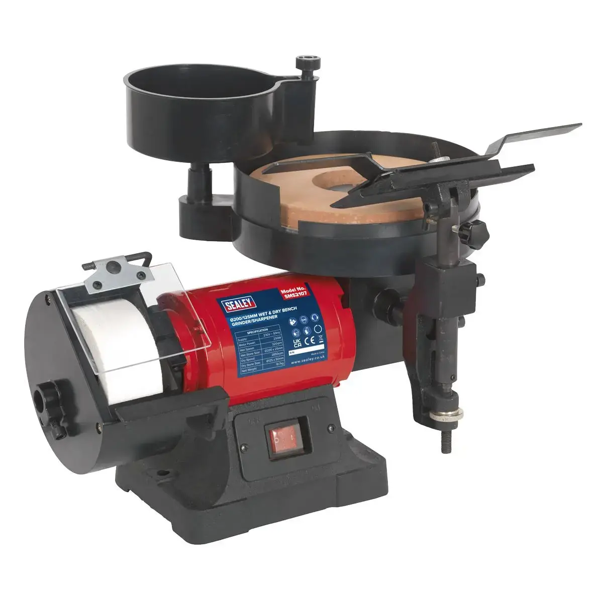Sealey Bench Grinder/Sharpener Wet & Dry Ø200/125Mm 250W/230V 1