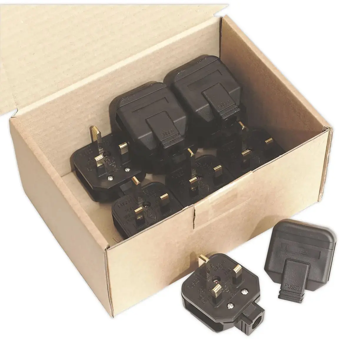 Sealey Black 13A Heavy-Duty Plug Pack Of 10 1