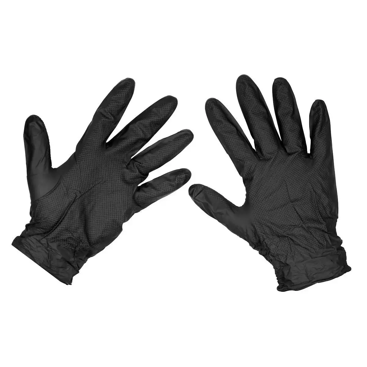 Sealey Black Diamond Grip Extra-Thick Nitrile Powder-Free Gloves Large - Pack Of 50 1