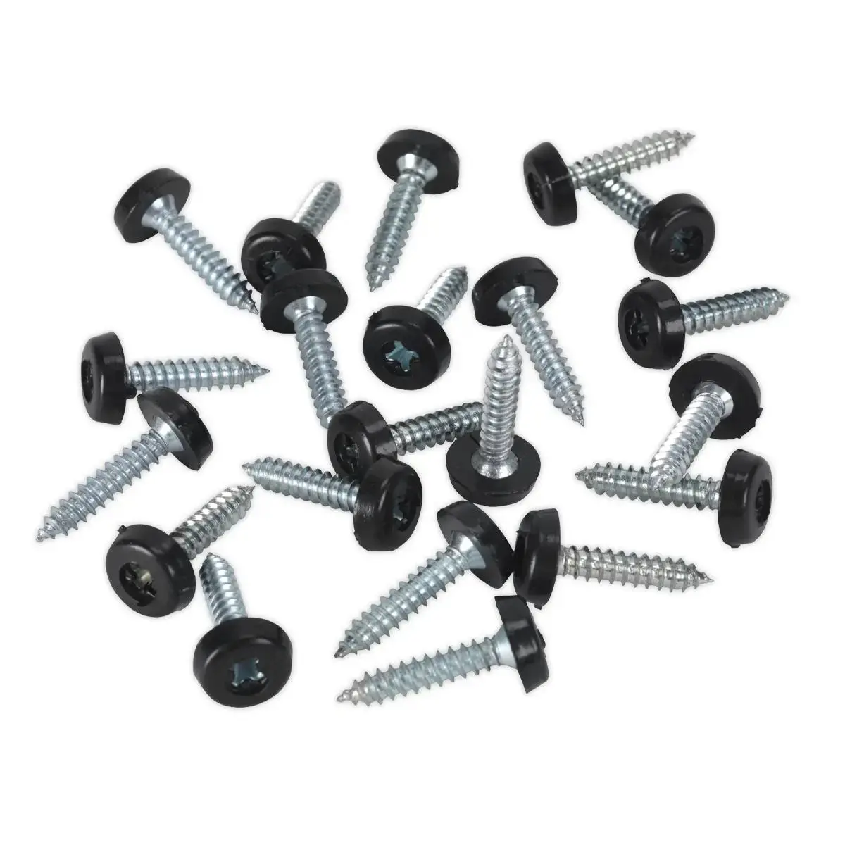 Sealey Black Number Plate Screw Plastic Enclosed Head 4.8 X 24Mm - Pack Of 50 1