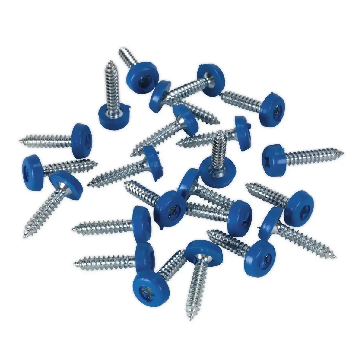 Sealey Blue Number Plate Screw Plastic Enclosed Head 4.8 X 24Mm - Pack Of 50 1